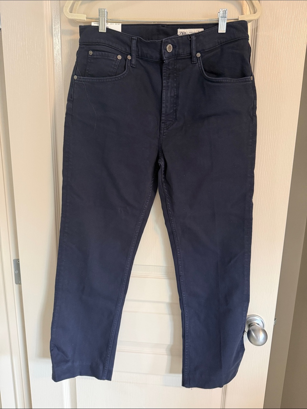 Zara Cropped Bootcut Navy Blue Jeans